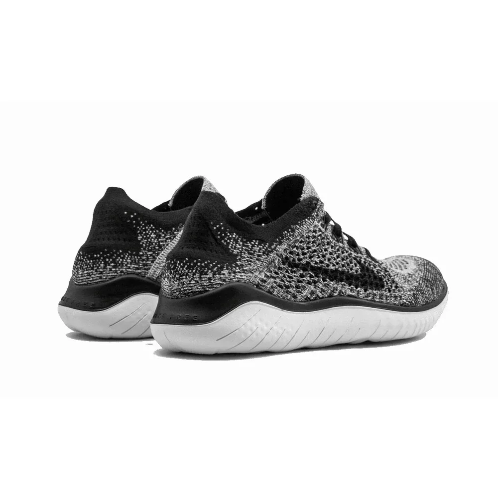 Nike Free RN Flyknit 2018 Running Shoes Womens 7.5 Black Oreo 942839 101
